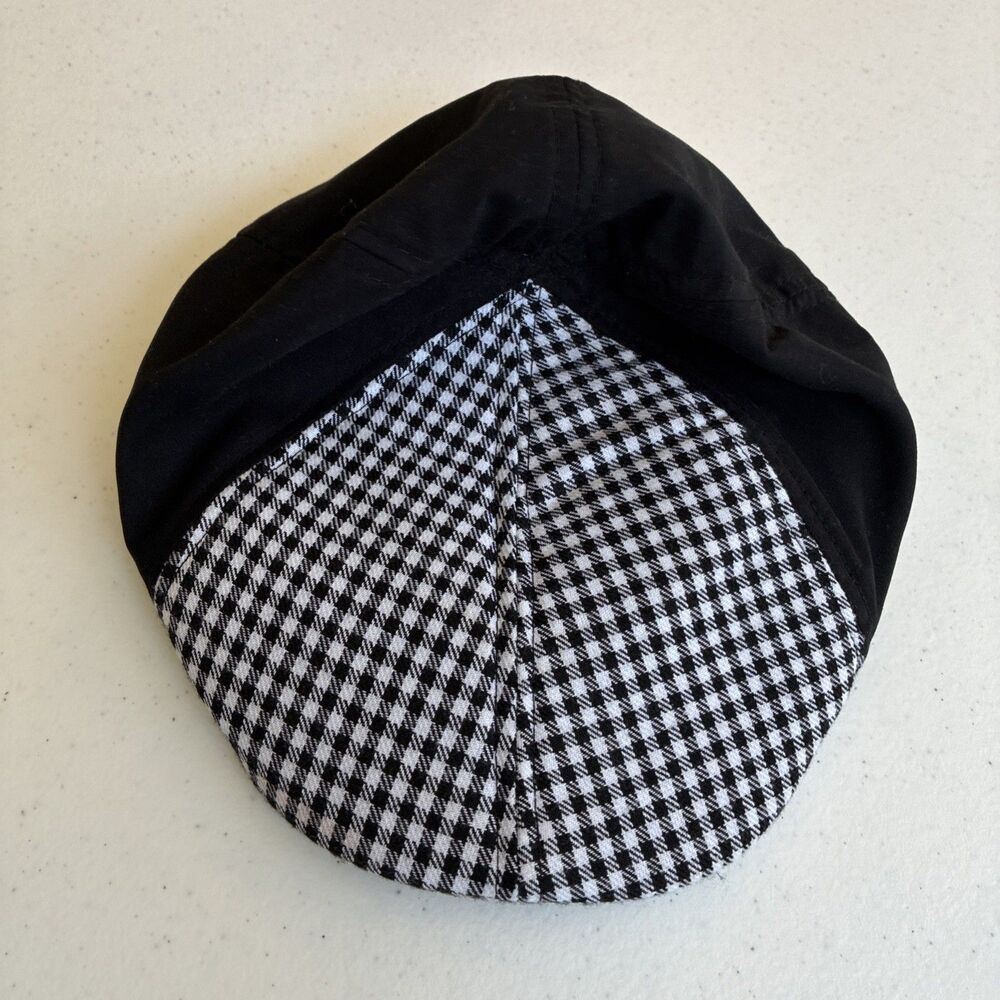 London Fog houndstooth vintage newsboy flat cap rare Checkered Brim Size L/XL
